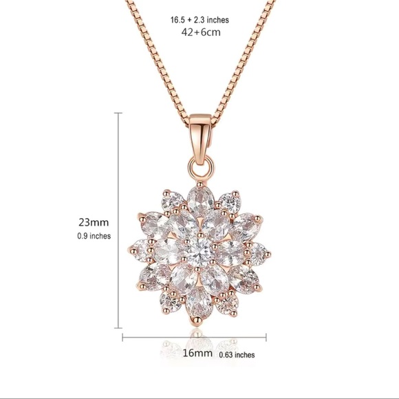 Beautiful Sunflower Rose Gold Plated Pendant Necklace - Picture 4 of 4